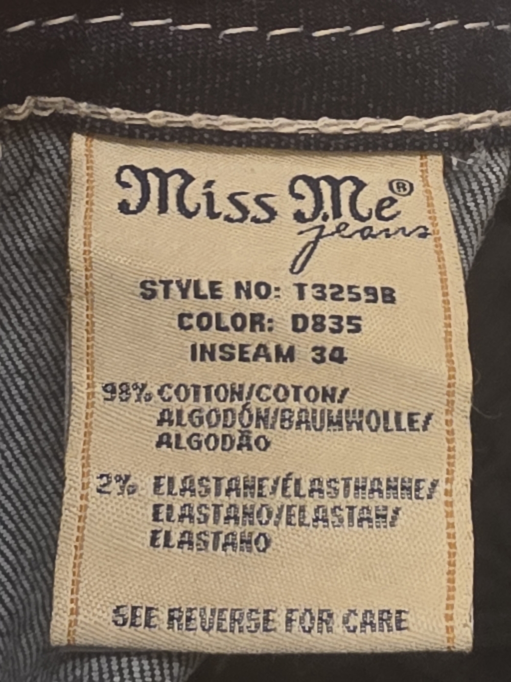 Miss Me Men's Jeans - Dark Wash Blue (Inseam 34)